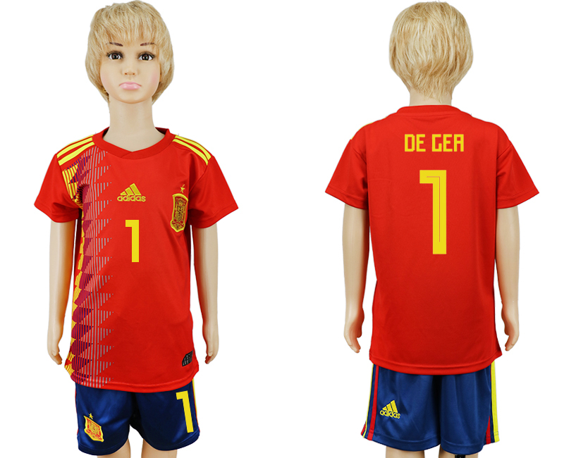 2018 World Cup Children football jersey SPAIN CHIRLDREN #1 DE GE